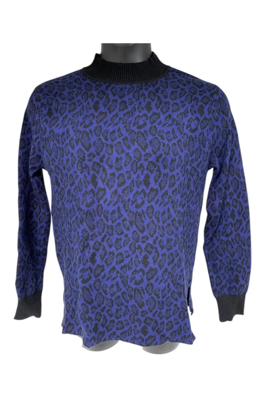 Kathy Ireland Women's 360 Mock-Neck Jacquard Sweater Sapphire - Regular